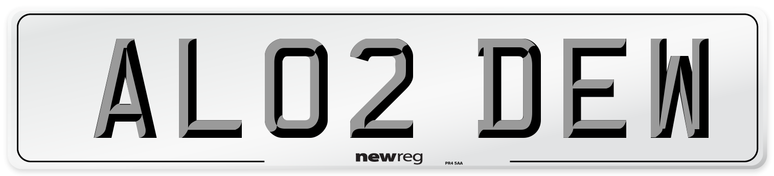AL02 DEW Number Plate from New Reg